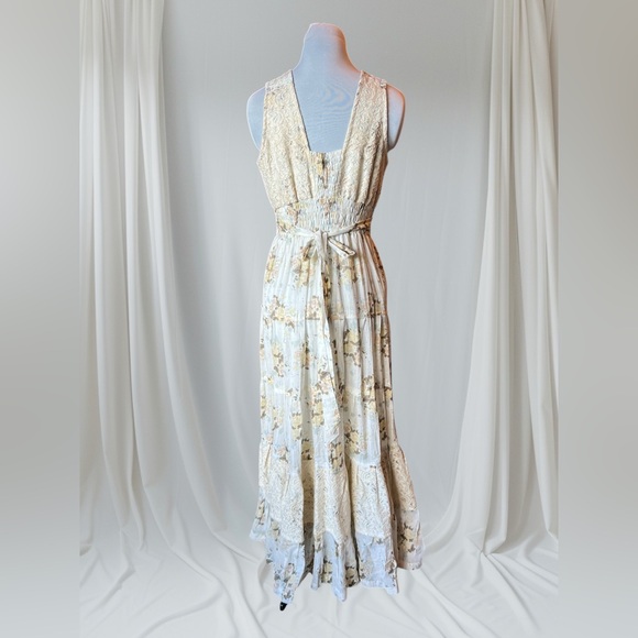 Annabella Cream Floral Cotton Maxi Dress Boho Dress Size M/L NWOT - Picture 3 of 16